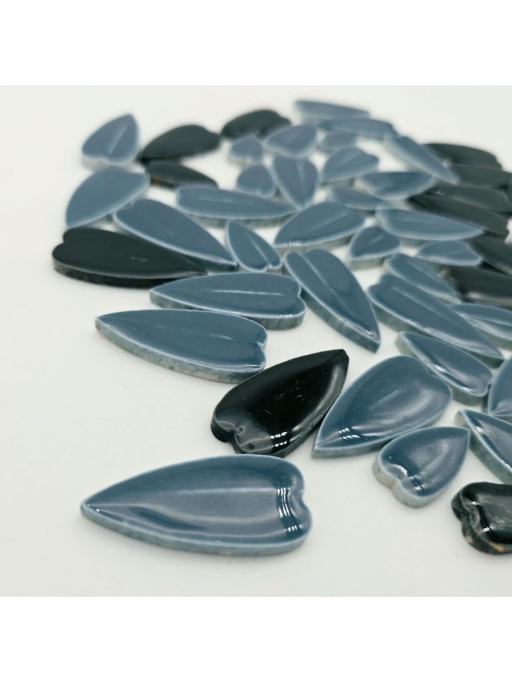Blue Heart Shaped Ceramic Mosaic Tile Pieces For Art & Crafts Projects Lot of 50 - Picture 3 of 5